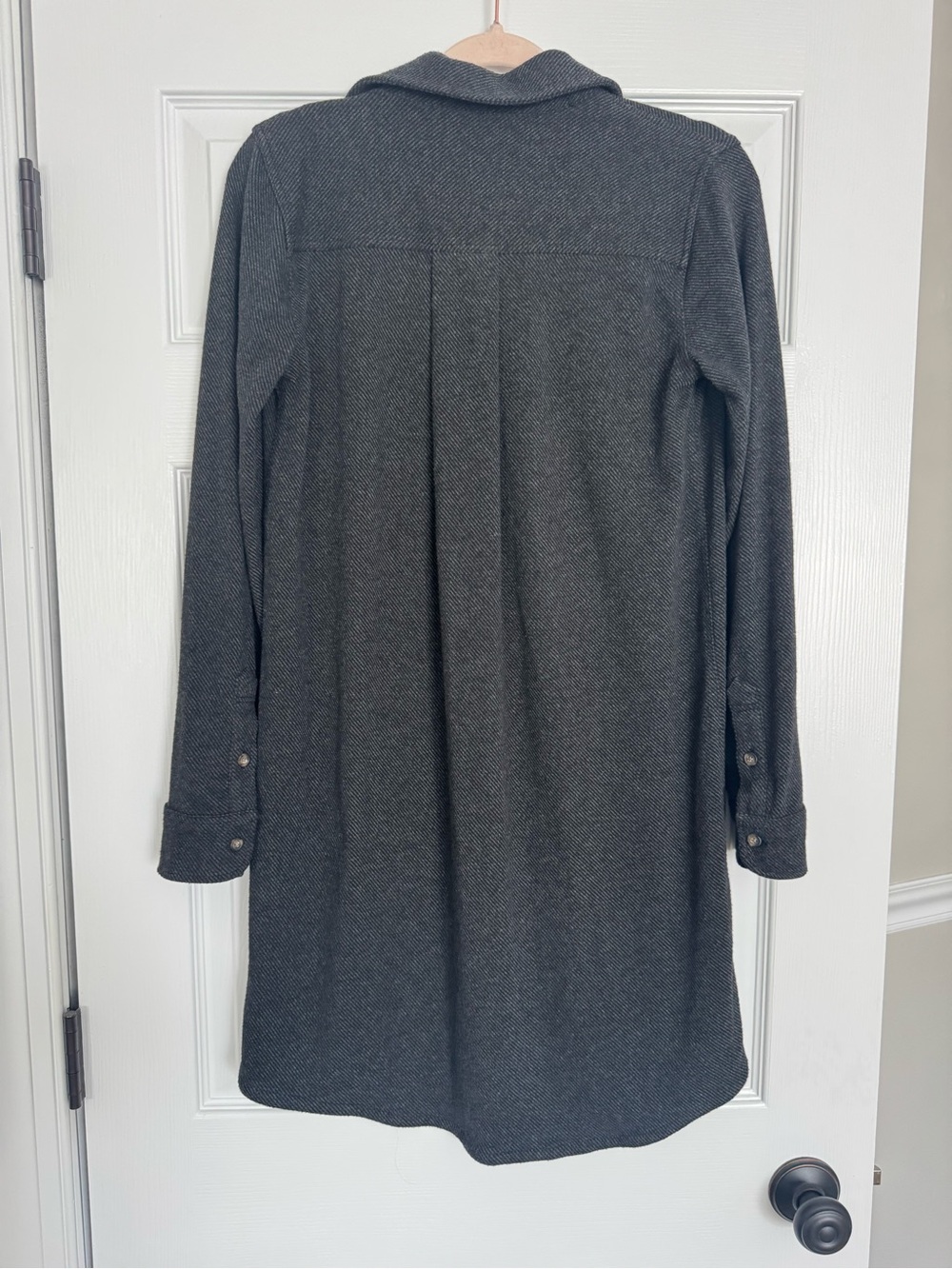 Faherty Charcoal Long-Sleeve Button Shirt Dress - Picture 8 of 12